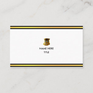 Carte De Visite Élégantes rayures dorées et noires sur fond blanc