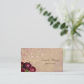 Carte De Visite Élégantes Roses Rouges Tombant Feuilles (Debout devant)