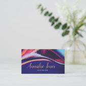 Carte De Visite Élégantes vagues de peinture Abstraite (Debout devant)