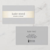 Carte De Visite ElegantGrey Moderne Gold Stried (Devant / Derrière)