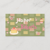 Carte De Visite Elegent Chic Green Daisy Cute Bakery (Devant)