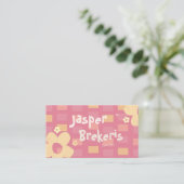 Carte De Visite Elegent Retro Chic Pink Daisy Cute  (Debout devant)