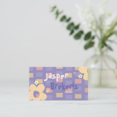 Carte De Visite Elegent Retro Chic Purple Daisy Cute  (Debout devant)