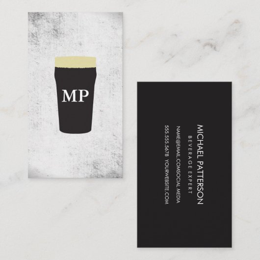 Carte De Visite Elément Bière avec texture Monogramme (Devant / Derrière)