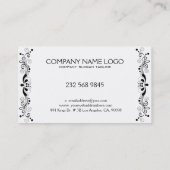 Carte De Visite Élément de dentelle florale réversible noir et bla (Dos)