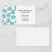 Carte De Visite Élément Motif Feuille Monstera (Devant / Derrière)