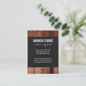 Carte De Visite Élément Orné Cuir de grain de bois (Debout devant)