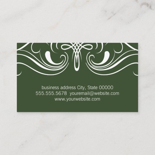 Carte De Visite Éléments élégants Simple Vert foncé (Dos)
