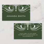 Carte De Visite Éléments élégants Simple Vert foncé (Devant / Derrière)