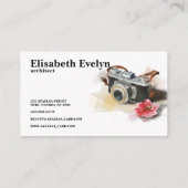 Carte De Visite Éléments Fleurs De La Caméra De Voyage Peinte À La (Dos)