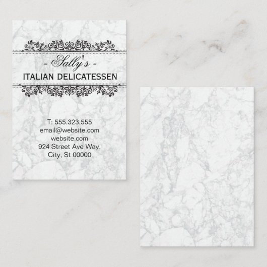 Carte De Visite Éléments naturels | MARBRE BLANC (Devant / Derrière)