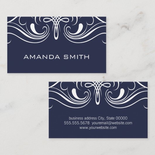 Carte De Visite Éléments soignés Bleu simple (Devant / Derrière)