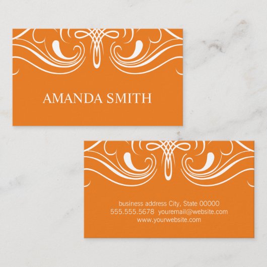 Carte De Visite Éléments soignés Simple orange (Devant / Derrière)