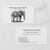 Carte De Visite Éléphant africain blanc noir personnalisé (Devant / Derrière)