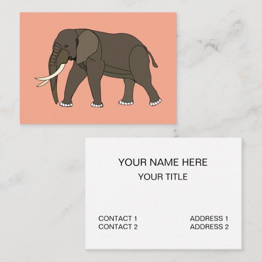Carte De Visite Elephant Animal (Devant / Derrière)