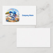 Carte De Visite Eléphant Bébé Bleu Cute (Devant / Derrière)