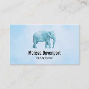 Carte De Visite Eléphant bleu clair sur Aquarelle bleu Dreamy