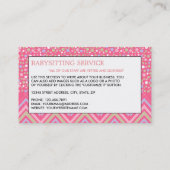 Carte De Visite Eléphant Boho Rose, Babysitter, Garderie, Nourritu (Dos)