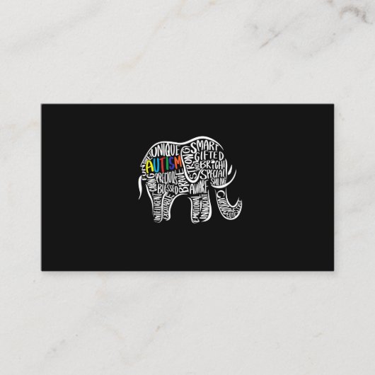 Carte De Visite Éléphant de sensibilisation à l'autisme (Devant)