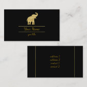 Carte De Visite éléphant doré sur noir (Devant / Derrière)