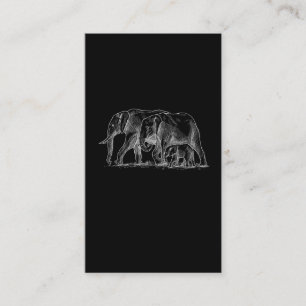 Carte De Visite  Elephant Family Sketch Cute Safari Animaux