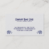 Carte De Visite Eléphant floral bleu sur Arrière - plan dentelle b (Dos)