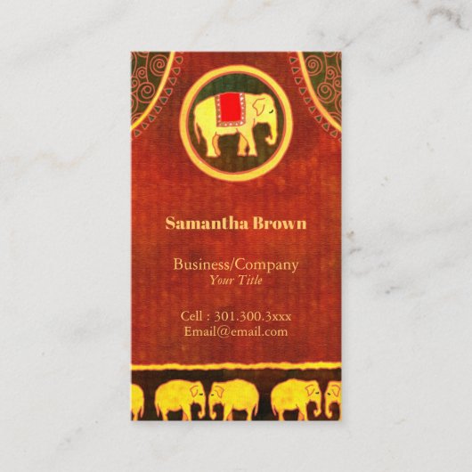 Carte De Visite Elephant Kingdom Gold & Red Unique (Devant)
