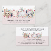 CARTE DE VISITE ELEPHANT KOALA SLOTH RABBIT BÉBÉ ANIMAUX (Devant / Derrière)