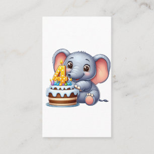 Carte De Visite Éléphant Mignon 4ème Anniversaire