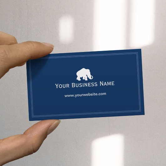 Carte De Visite Éléphant minimaliste de mammouth bleu clair