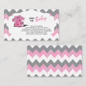 Carte De Visite Eléphant rose et gris Chevron | Apporter un livre (Devant / Derrière)