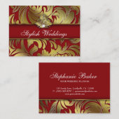 Carte De Visite Éléphant rouge d'or de bijoux de logo élégant de (Devant / Derrière)