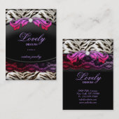 Carte De Visite Éléphant rouge-rose de dentelle de zèbre de bijoux (Devant / Derrière)