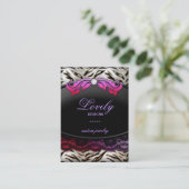 Carte De Visite Éléphant rouge-rose de dentelle de zèbre de bijoux (Debout devant)