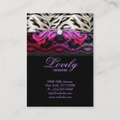 Carte De Visite Éléphant rouge-rose de dentelle de zèbre de bijoux (Dos)