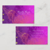 Carte De Visite Eléphant Violet Rose Orange & Or Personnalisé Chic (Devant / Derrière)