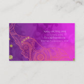 Carte De Visite Eléphant Violet Rose Orange & Or Personnalisé Chic (Dos)