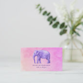 Carte De Visite Eléphant violet sur des aquarelles roses de rêve (Debout devant)
