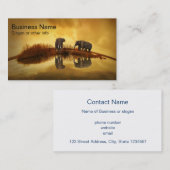 Carte De Visite Eléphants asiatiques en Thaïlande sous un coucher (Devant / Derrière)