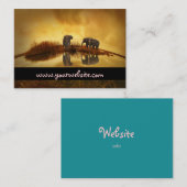 Carte De Visite Eléphants asiatiques en Thaïlande sous un coucher (Devant / Derrière)