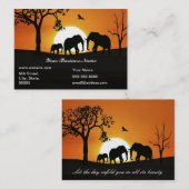Carte De Visite Eléphants au coucher du soleil (Devant / Derrière)