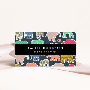 Carte De Visite Eléphants colorés, Centre de jeu, Centre d'activit