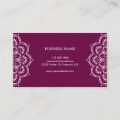 Carte De Visite Éléphants Mandala Pourpre Indiens (Dos)
