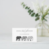 Carte De Visite Eléphants, Noir et Blanc Motif professionnel (Debout devant)