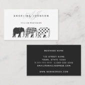 Carte De Visite Eléphants, Noir et Blanc Motif professionnel (Devant / Derrière)