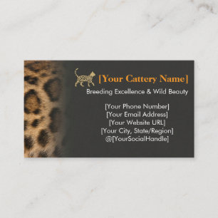 Carte De Visite Élevage de chats luxueux du Bengale Personnalisabl