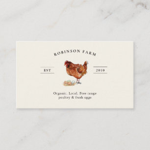 Carte De Visite Élevage de poulets élégants et ferme aux œufs frai
