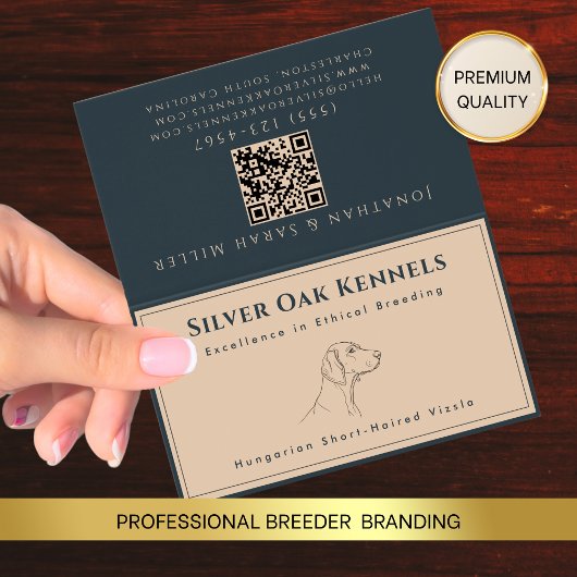 Carte De Visite Éleveur de Chiens Code QR Terracotta & Charcoal Ch