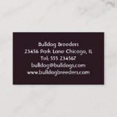 Carte De Visite Éleveur de chiens et formation de bouledogue (Dos)