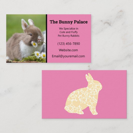 Carte De Visite Éleveur de lapin rose (Devant / Derrière)